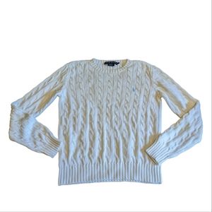 Ralph Lauren Polo White Cable Knit Sweater Size Medium